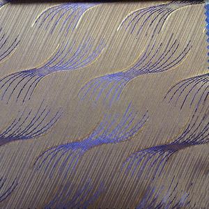 Tela de satén Jacquard de viscosa 55% de poliéster 45% de alta calidad en patrón de <span class=keywords><strong>plumas</strong></span> doradas impermeable para forro de <span class=keywords><strong>traje</strong></span> de niños teñido liso - Product Image 2