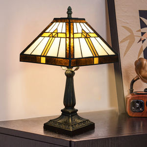Lámpara de mesa de vidrieras estilo misión hecha a mano, lámpara de escritorio estilo <span class=keywords><strong>Tiffany</strong></span> de China para dormitorio, hogar, oficina, directo del fabricante - Product Image 2