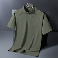 Haut de sport élastique à demi-manches pour homme T-shirt de course d'été à séchage rapide Caractéristique anti-boulochage Tissu tricoté en soie de glace solide