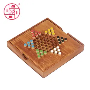 クラシックチャイニーズチェッカーポータブルテーブル教育玩具ボード家族のための木製戦略セット