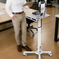 Postes de travail mobiles modernes, chariots pour ordinateurs portables, roulettes pour tablettes, installation de mobilier commercial