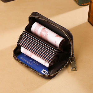 Portefeuille court RFID bloquant les signes de carte Andong pour hommes et femmes, en cuir de vache véritable, style rétro, porte-monnaie, porte-cartes, petit portefeuille - Product Image 3