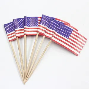 ESTICK Cellophane- Long Custom Puerto Rico bastoncini di legno Blankcheese pennarelli Carddrinks stuzzicadenti bandiera americana per frutta