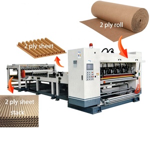 2 ply corrugated cardboard paper board making machine plant 2 ply slitter scorer cutter stacker in line