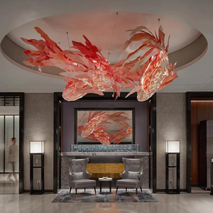 مصباح خشبي على شكل سمكة من الروطان للمطاعم اليابانية وردهات الفنادق ومشاريع الإضاءة - Product Image 4