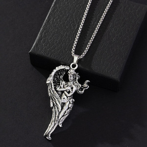 <b>Angel</b> <b>Goddess</b> Pendant Necklace Zinc Alloy Wings Themed Punk Style Hip Hop Fashion Jewelry - Product Image 1