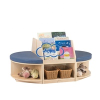 Mini bibliothèque en bois pour enfants de maternelle avec siège rembourré, coin lecture, étagères pour enfants de maternelle, armoire de rangement