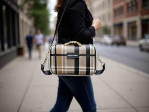 Borsa a Tracolla Rigida da Donna con Motivo a Quadri in Poliestere per Uso Quotidiano in Tutte le Stagioni - Product Image 2