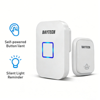 Sonnette de porte sans fil longue portée Daytech DB09 auto-alimentée, 60 mélodies, 5 niveaux de volume, étanche, pour extérieur (certifiée CE)