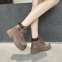 Bottes mi-mollet en cuir véritable à talon dissimulé et semelle épaisse, nouvelle collection automne 2025 pour femme, tendance et polyvalentes, rose