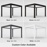 Pergola en aluminium motorisée avec télécommande, toit imperméable, panneau solaire, jardin, cuisine