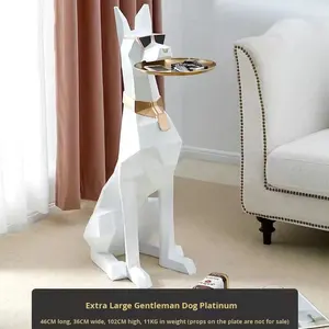 Escultura de Resina de Perro <span class=keywords><strong>Doberman</strong></span> Moldeada por Inyección, Bandeja Grande, Adorno de Piso de Lujo Ligero para Decoración del Hogar - Product Image 6