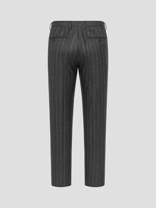 Pantaloni da <span class=keywords><strong>Uomo</strong></span> a Righe in Misto Lana per Autunno e Inverno - Pantaloni Formali da Cerimonia - Product Image 4