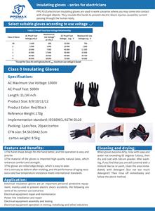 Gants isolants électriques diélectriques PPEMAX, composite diélectrique <span class=keywords><strong>classe</strong></span> <span class=keywords><strong>0</strong></span>, gants en caoutchouc électriques anti-choc, gants diélectriques 1000V AC - Product Image 4