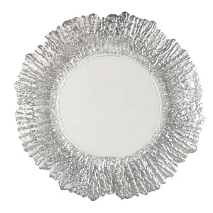 Cheap 13 Inch Unbreakable Wedding Decoration Charger Plate Wholesale Silver Gold Rose Gold Glass Charger Plate