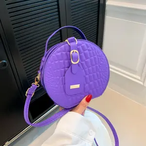 도매 하이 퀄리티 지퍼 다채로운 라운드 순수 어깨 가방 여성 디자이너 가방 핸드백