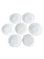 Assiette à dessert en céramique de style européen moderne minimaliste, embossée, 6 pouces, passe au micro-ondes, assiette plate, porcelaine blanche