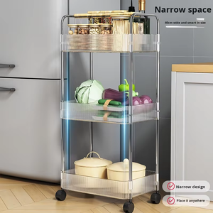3/4-Tier Rollende Utility Cart Met Handvat Multifunctionele Opslag <span class=keywords><strong>Trolley</strong></span> Voor Woonkamer Beweegbare Opslag Organizer Met Wielen - Product Image 5