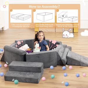 Sofá Infantil Moderno con Funda Lavable, Altura Ajustable, Plegable, Sofá de Juego para Niños, Espuma, Sofá Modular Comprimido - Product Image 3