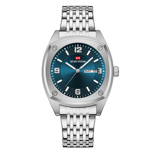 Mens Square <b>Case</b> Wristwatch Steel Link Bracelet Quartz Movement Clean Dial Contemporary Style Timepiece - Product Image 4