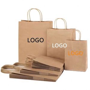 Custom Kraft Paper Shopping Bag White Brown Recycled Paper with Ribbon for Clothing Craft Gifts with Custom Logo - Product Image 5