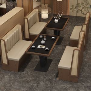 Sofá de <span class=keywords><strong>restaurante</strong></span> estilo chino, mesa de comedor de grado comercial con estructura de acero inoxidable y tablero de madera de caucho para casa de té o tienda de fideos - Product Image 3