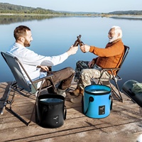 Seau pliable avec poignée Seau pliant pliable portable de 5 gallons Conteneur d'eau pliable pour le camping et la randonnée
