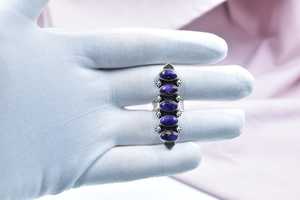 Handmade Purple Dahlia Turquoise Sterling Silver <b>Adjustable</b> <b>Ring</b> Natural Gemstone Jewelry for Women Wholesale - Product Image 4