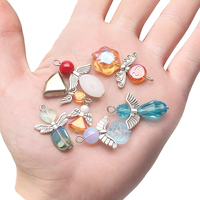 ZHB 10 pièces conception Unique cristal fleur gouttes argent breloques gobelet pendentifs ange ailes entretoises verre à vin décoration pour la fête