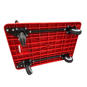 Chariot à plateau pliable Bm 60x90 à quatre roues, chariot à main industriel robuste, rouge - Product Image 2
