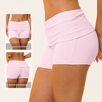 Shorts de Yoga con Cintura Plegable y Efecto Levanta Glúteos, Suaves, Elásticos y Anti-Squat, para Mujer, para Entrenamiento y Running