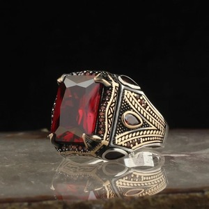 Anillos de Sello Turcos Retro Hechos a Mano al por Mayor ZhuQian para Hombre, Anillo Clásico Tallado con Incrustaciones de Zirconia Mística, Joyería Punk para Motociclistas - Product Image 5