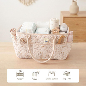 Bolsa de Fraldas Multifuncional em Poliéster com Padrão Diamante, Moderna e Minimalista, Grande Capacidade, Armazenamento Portátil para Mamadeiras - Product Image 5