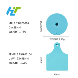 CH0010+CH0001 Zweiteiliges Blanko-Ohrmarken-Set für Rinder, Neuzustand, TPU-Markierung in Blau, Laserkodierung für Rinderhaltung und Tierzucht - Product Image 4