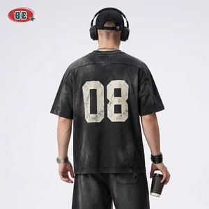T-shirt da uomo streetwear OEM/ODM a maniche corte, vestibilità rilassata effetto distressed, in jersey lavato con acido, stampa DTG, vestibilità ampia sportiva - Product Image 3