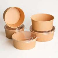 Bol à déjeuner en papier imprimé personnalisé jetable 750 ml Bols à soupe Bols à salade en papier kraft avec couvercle