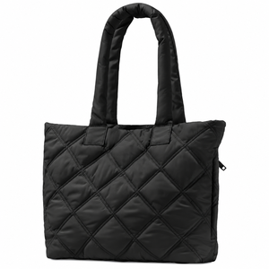 Sac fourre-tout matelassé léger en nylon pour femme, motif bonbon brodé, avec fermeture éclair, idéal pour le travail, les voyages et les week-ends – Collection Puffy Bag Factory - Product Image 1