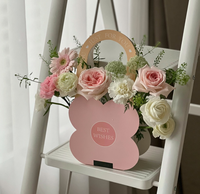Panier à fleurs rond pliant en gros sac à main en papier recyclé pour arrangements floraux élégants sac cadeau en papier de qualité supérieure