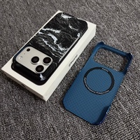 Nouvelle Tendance Coque de Téléphone Magnétique en Fibre de Carbone à Motif Vague Givré pour iPhone 17 16 15 14 Pro Max Plus – Protection Arrière Rigide