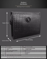Sac à main plat en PU tressé souple pour hommes d'affaires, motif tête de tigre, nouvelle collection 2023, idéal pour les voyages d'affaires