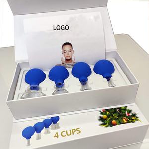 Pasokan pabrik cangkir Gua Sha kaca dengan bola karet 4 buah Set bekam wajah kaca pijat terapi bekam - Product Image 6