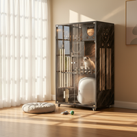Villa pour chat en bois moderne de luxe multi-tailles avec roues, appartement pour chat intérieur imperméable et écologique, mobilier pour animaux de compagnie, maison spacieuse pour chat