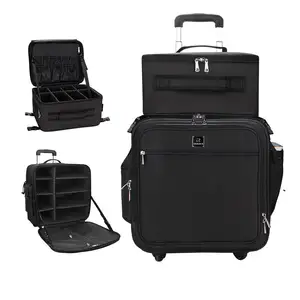 Relavel Rolling Makeup Bag Custom Large Makeup Cosmetic Trolley Case Black Makeup Cases Train Professional with Wheels