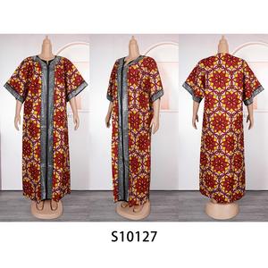 Robe <span class=keywords><strong>boubou</strong></span> florale tendance africaine, nouvelle collection, en tissu wax premium avec diamants brillants, manches courtes, pour femmes, K0657 - Product Image 2