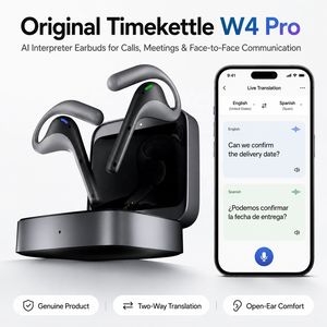 Timegalid W4 Pro Ai หูฟังแปลภาษาด้วยเสียงชุดหูฟังอัจฉริยะสองทางแบบซิงโครนัสสำหรับการเดินทางและการประชุม - Product Image 1