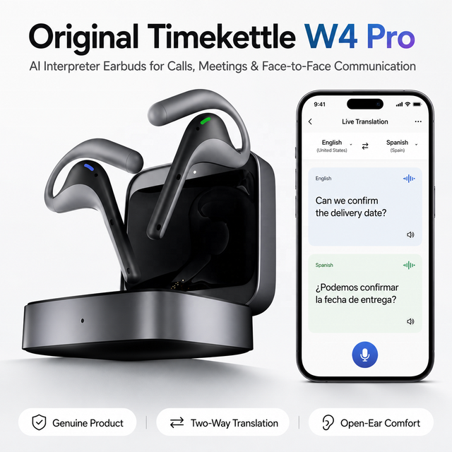 Timekettle W4 Pro AI Voice Translation Earbuds Two-Way Synchronous Smart Translation Headset for Travel and Meetings