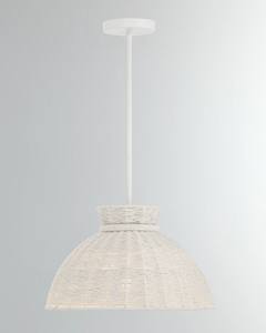 Lampe suspendue dôme en corde tissée blanche | Lampe suspendue de style Boho pour décor de chambre à coucher de patio - Product Image 1