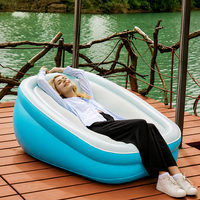 Canapé gonflable individuel avec pompe intégrée, en PVC floqué, chaise longue auto-gonflante, chaise pliante automatique pour le camping et la plage