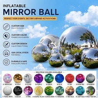 Boule miroir argentée gonflable, grand ballon brillant, ballon géant pour fête disco, décoration de fête de Noël, sphère miroir réfléchissante gonflable