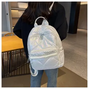 2023 New Arrival Lady Soft Day Pack Backpack Fashion Diamond Embroidery Backpack Girls Down Fabric Puffy Backpack